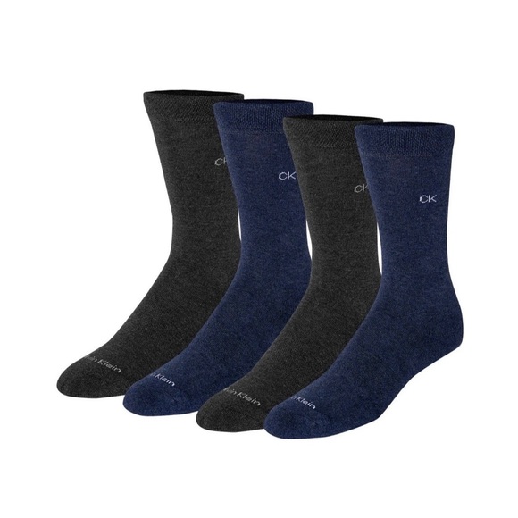 Calvin Klein Men's Charcoal and Navy Dress Socks - 4 Pack - Picture 1 of 2